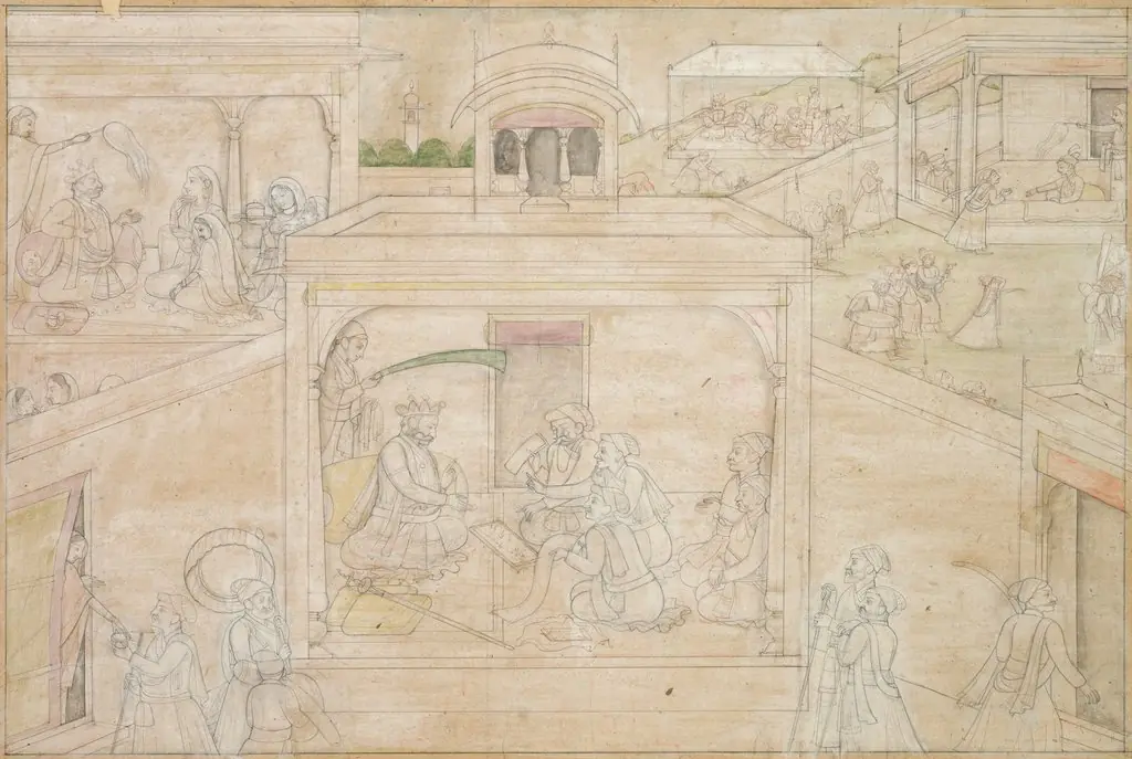 Bhima's Consultation with the Astrologer: Scene from the Nala-Damayanti Drawings, by Unknown