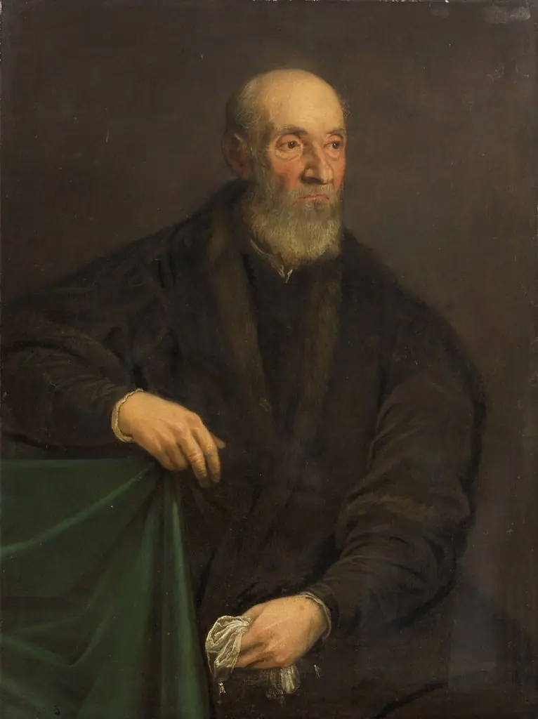 Bildnis eines alten Mannes, an einem Tisch sitzend, by Unknown