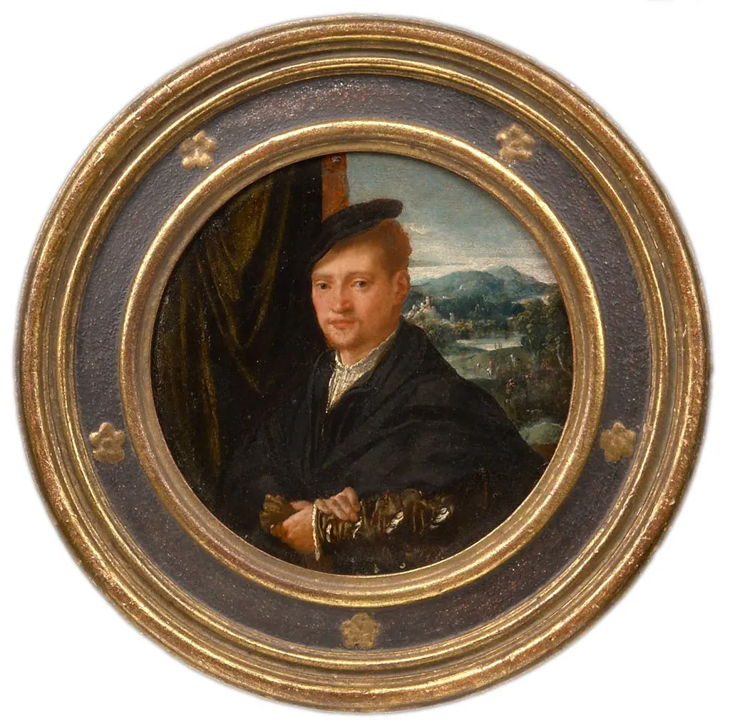 Bildnis eines jungen Mannes vor einer Landschaft, by Unknown