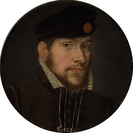 Bildnis eines ungekannten Mannes in braunem Wams mit braunem kurzem Bart und Schnurrbart und Barett, by Unknown