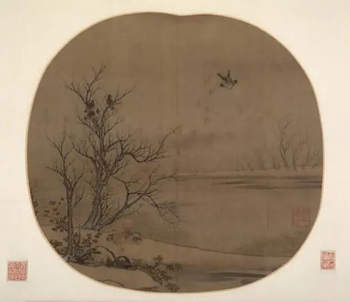Birds and Ducks on a Snowy Islet, by Unknown