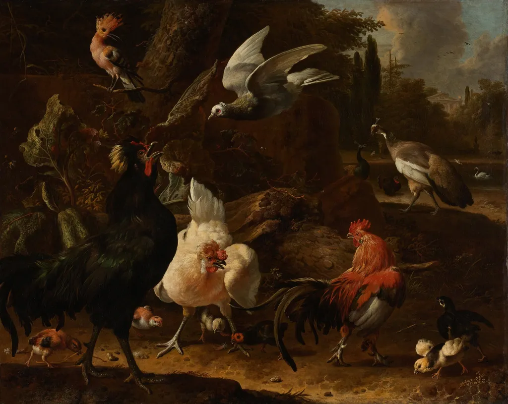 Birds in a Park, by Unknown, unspecified, 1686