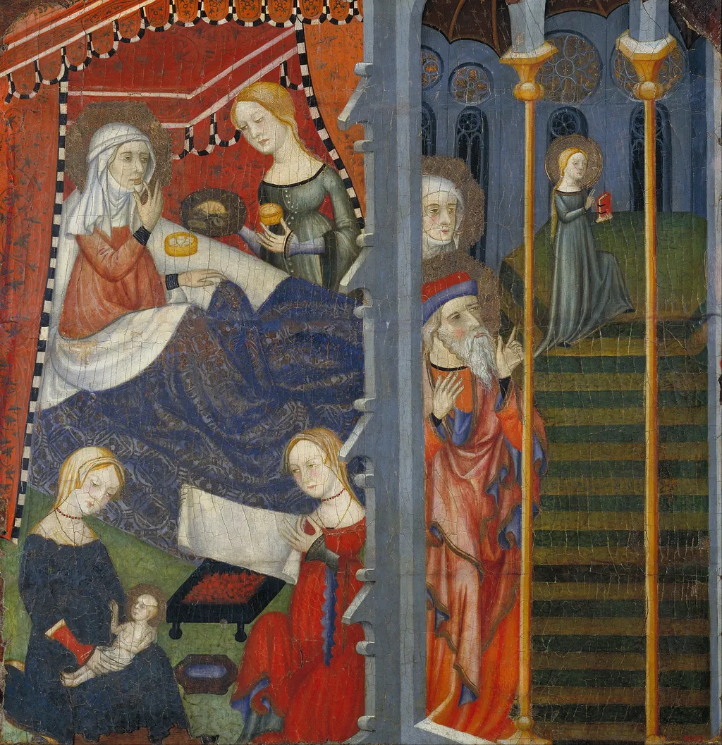 Birth of the Virgin and Presentation at the Temple, by Unknown, unspecified, 1400