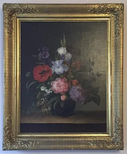Blomsterbuket med valmue, syren og kaprifolium, by Unknown
