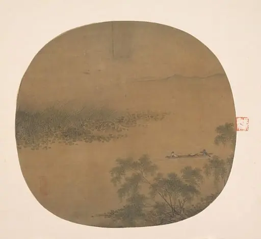 南宋 佚名 泛舟柳塘圖 團扇|Boating by a Willow Bank, by Unknown