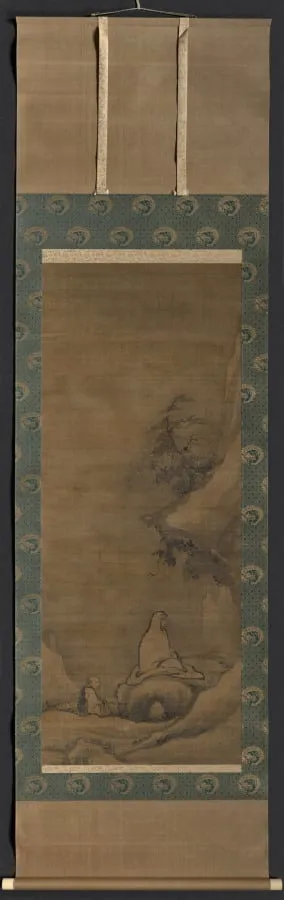 Bodhidharma Meditating Facing a Cliff, by Unknown, unspecified, 1204