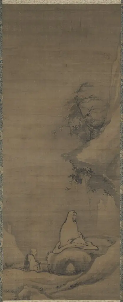 Bodhidharma Meditating Facing a Cliff, by Unknown