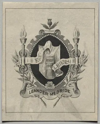 Bookplate: Leander McBride, by Unknown