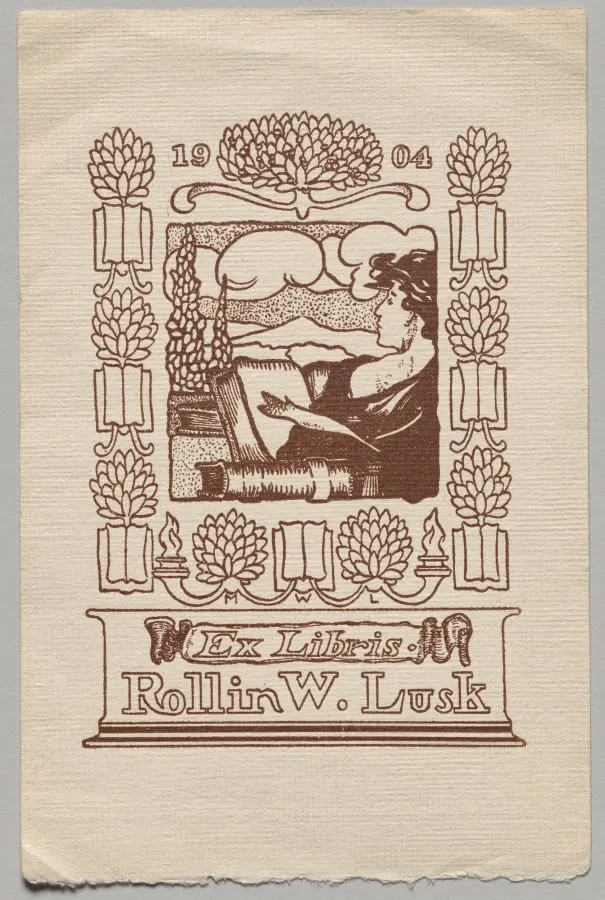 Bookplate: Rollin W. Lusk, by Unknown, 1904