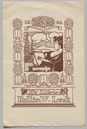 Bookplate: Rollin W. Lusk, by Unknown