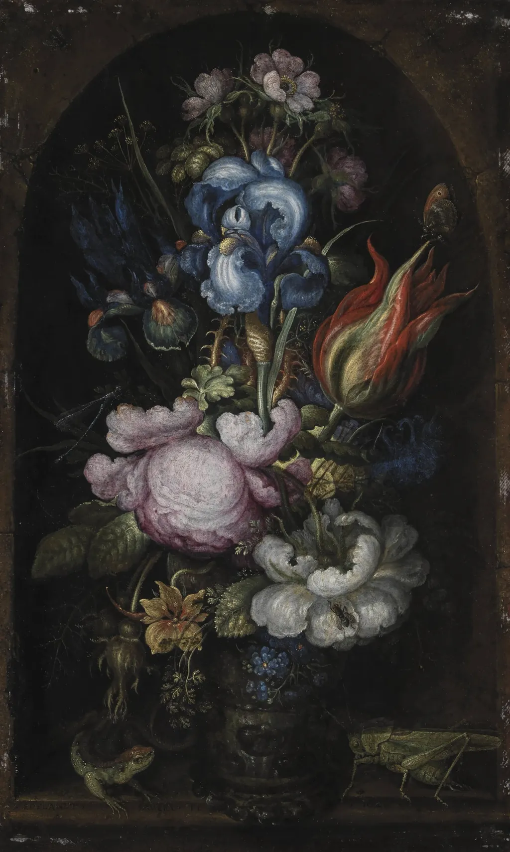 Bouquet of Flowers in a Stone Niche, by Unknown, 1620