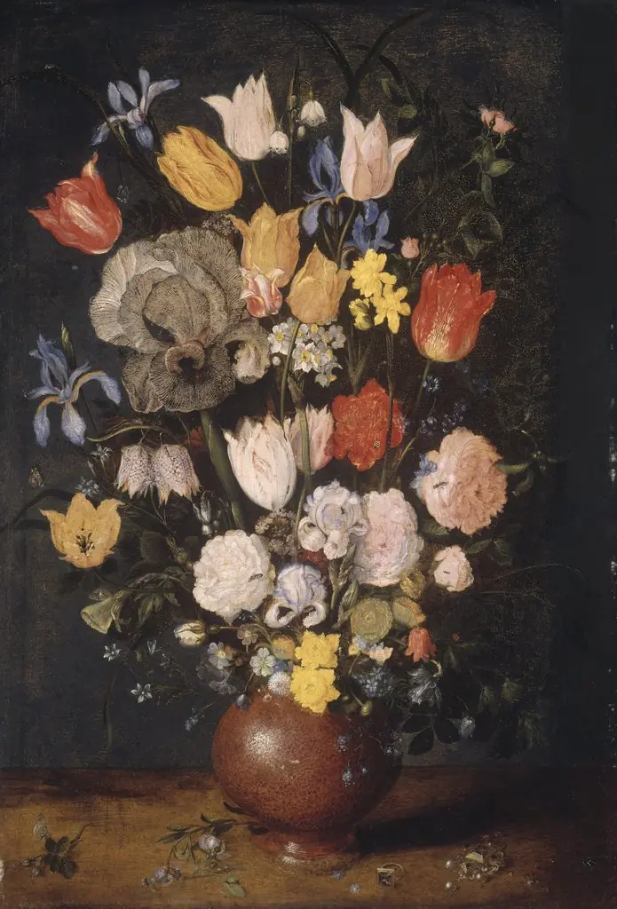 Bouquet of Flowers in an Earthenware Vase, by Unknown