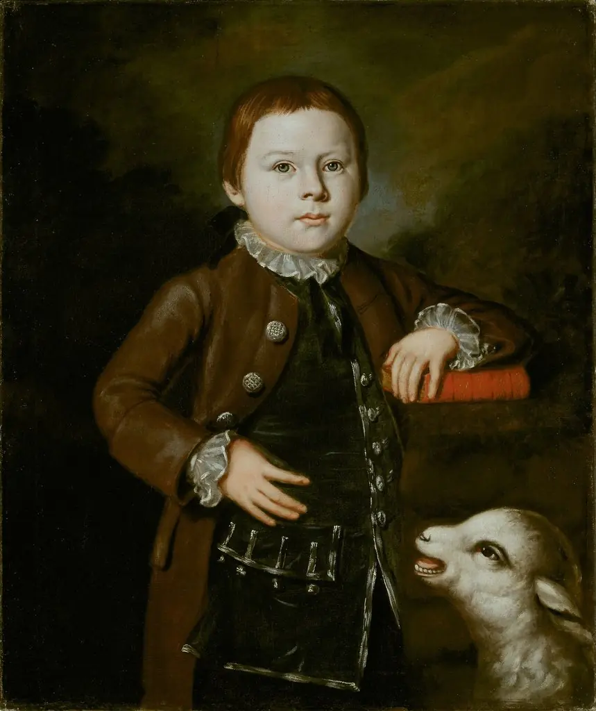 Boy of Hallett Family with Lamb, by Unknown