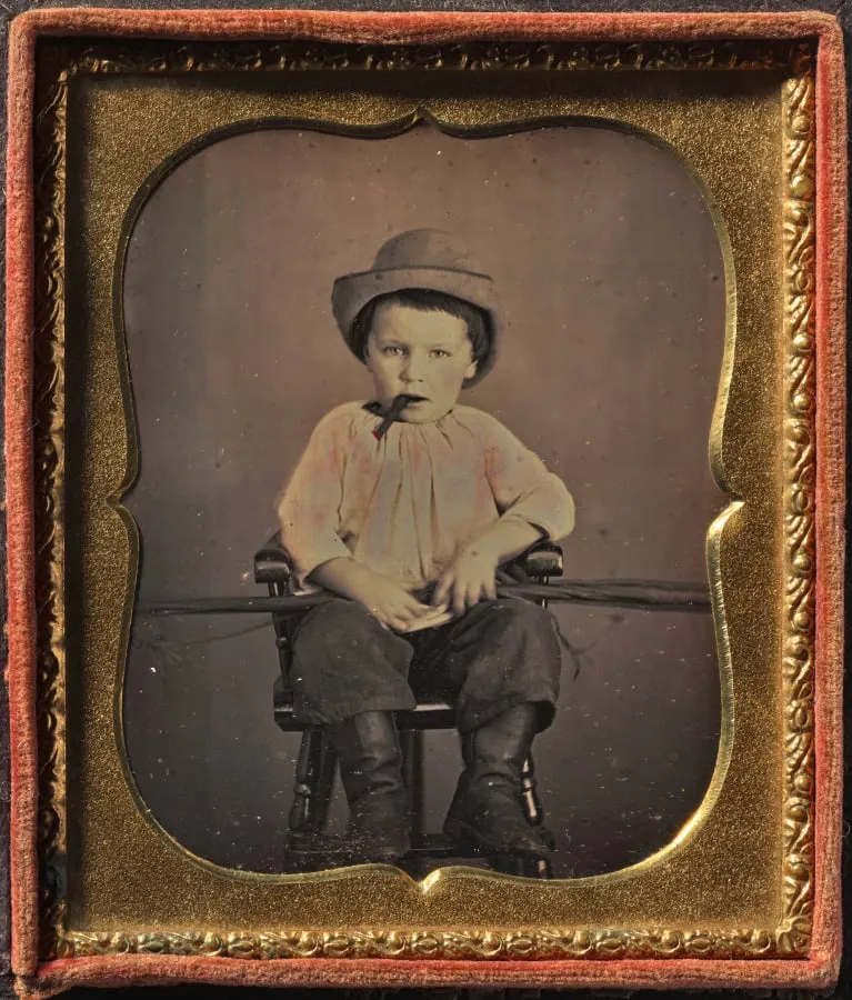 Boy with Cigar, by Unknown, 1855