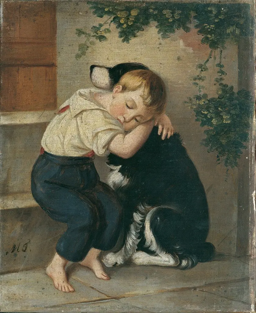 Boy with Dog, by Unknown