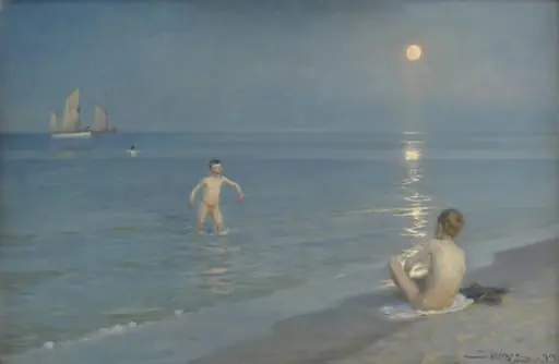 Boys Bathing at Skagen. Summer Evening, by Unknown