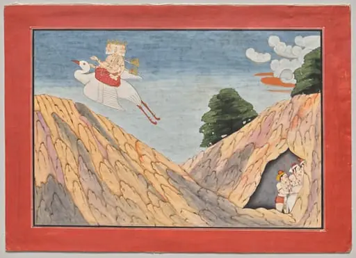 Brahma Hides the Cowherds and the Calves in the Cave, page from a Bhagavata Purana, by Unknown