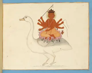 Brahma riding on his goose, by Unknown, 1850