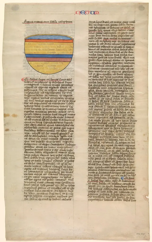 Brazen Sea, one of six illustrated leaves from the Postilla Litteralis (Literal Commentary) of Nicholas of Lyra, by Unknown