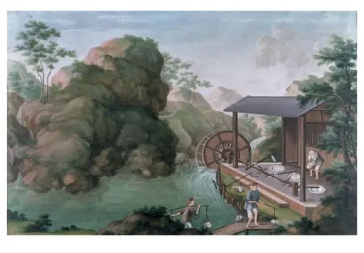 Breaking China Stone With Water-Powered Trip Hammers, by Unknown