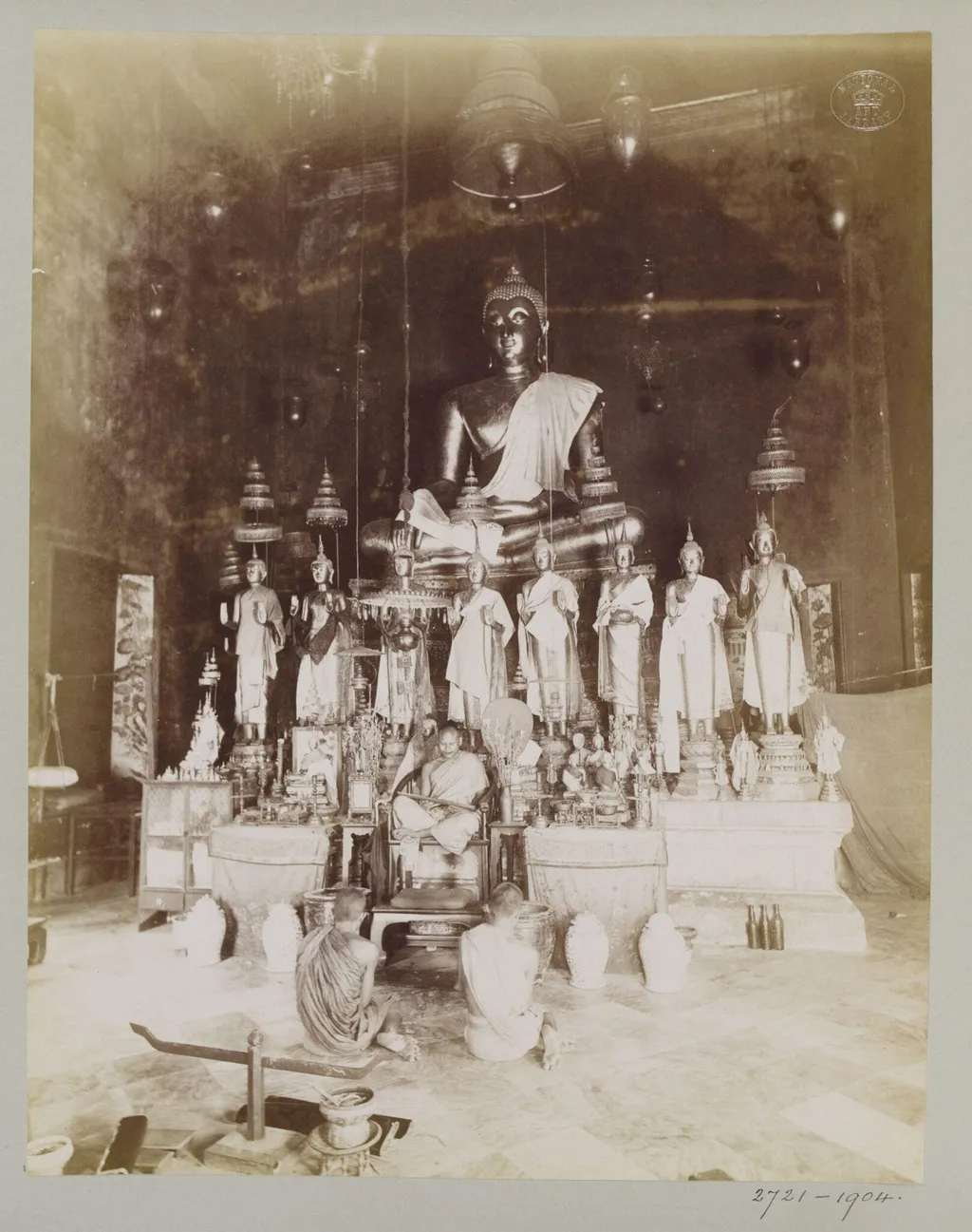 Buddha in Temple of Wat Mahan, Bangkok, by Unknown, photographic, 1904