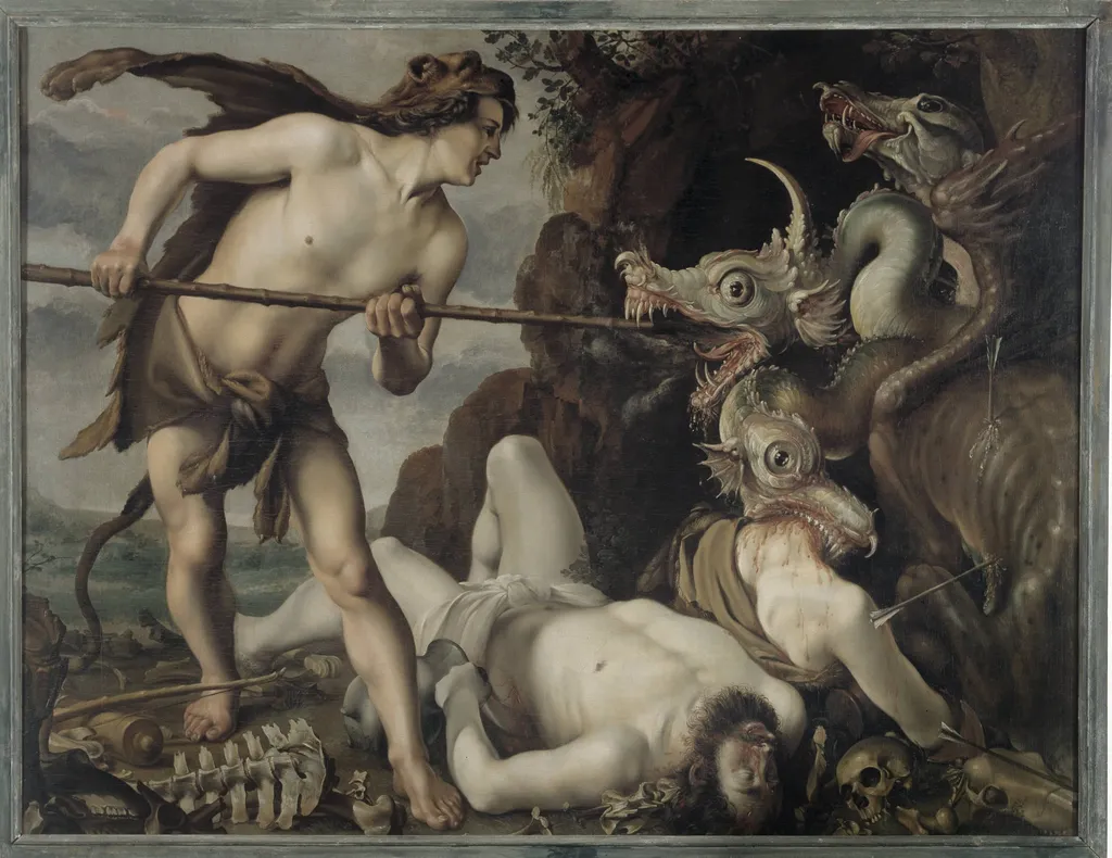 Cadmus Slaying the Dragon, by Unknown, 1624