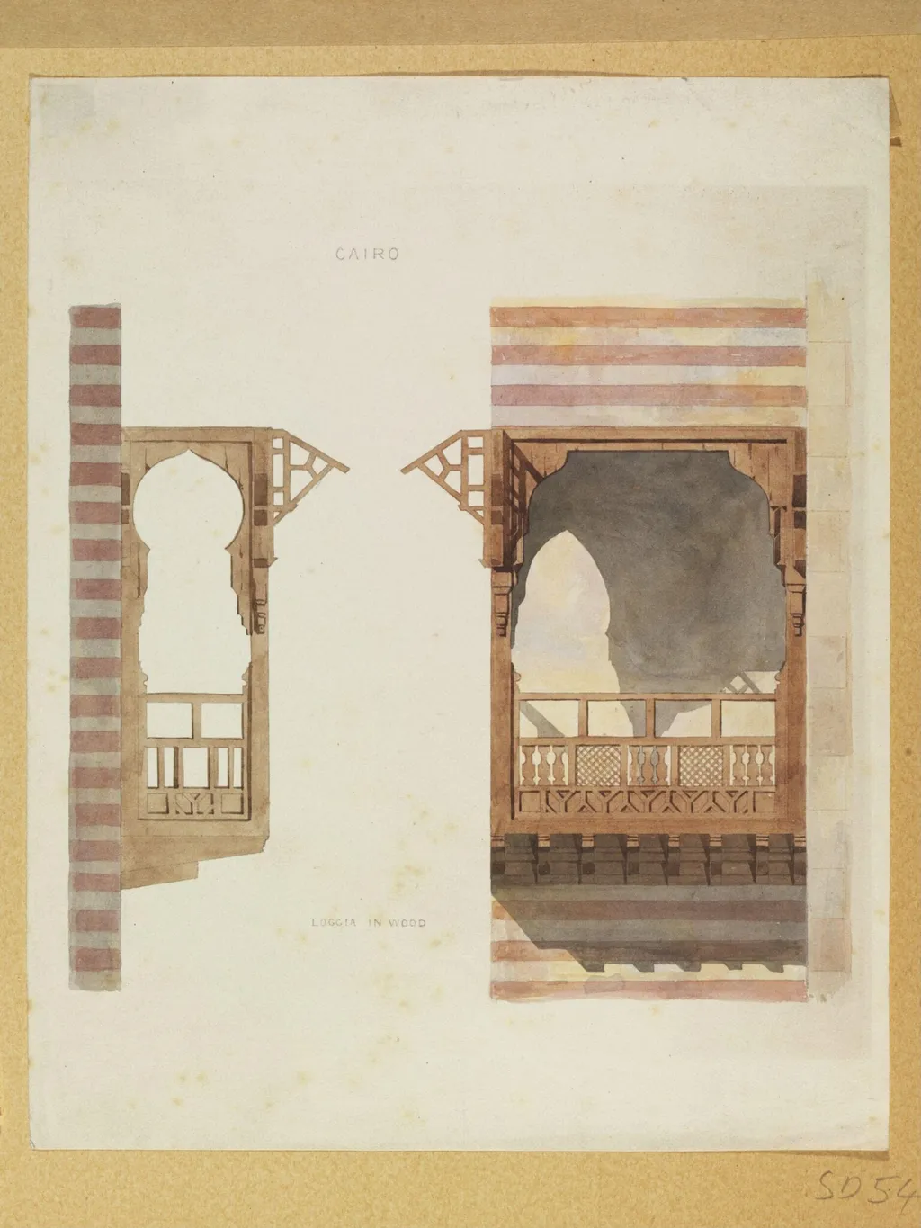 Cairo: Loggia in Wood, by Unknown, watercolor, 1840