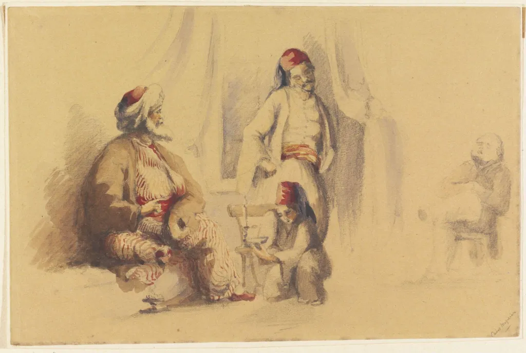 Cairo Magician, by Unknown, watercolor, 1850