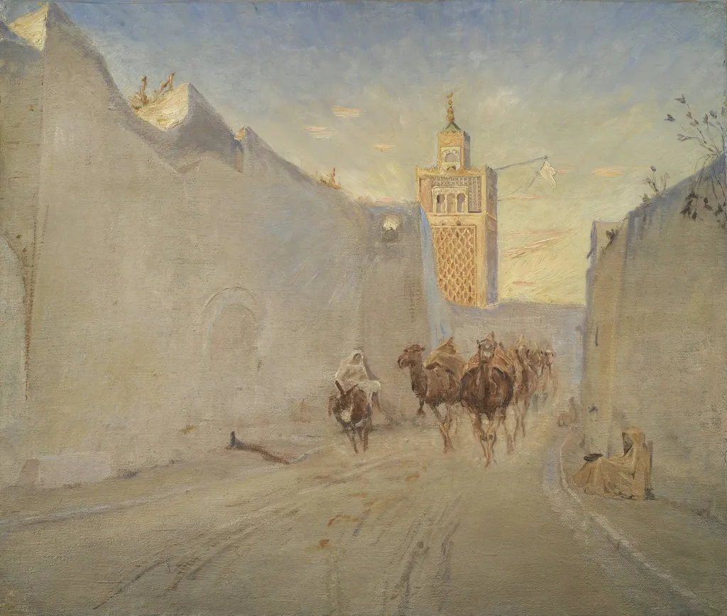 Camels in a Street in Tunisia, by Unknown, 1882