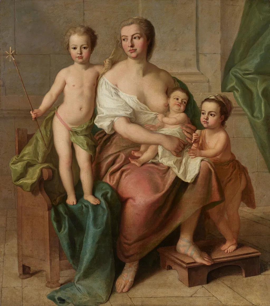 Caritas, by Unknown, oil, 1750