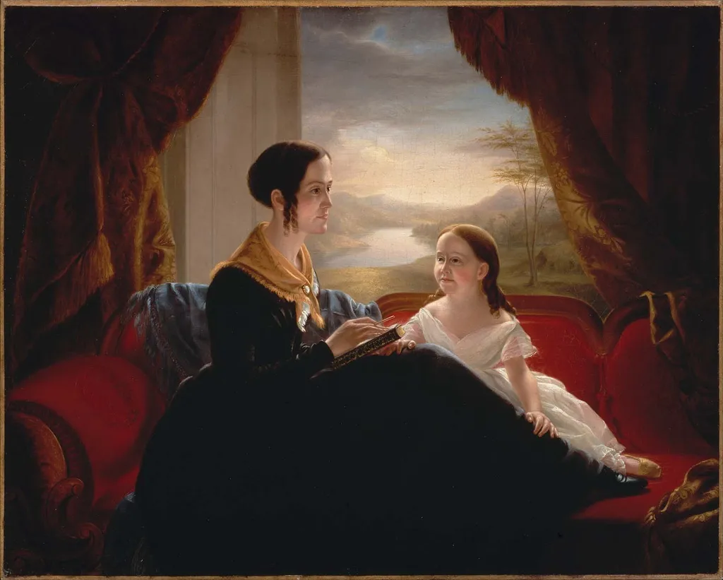Catharine Wheeler Hardy and Her Daughter, by Unknown, oil, 1845
