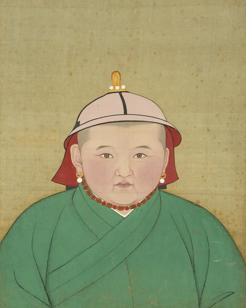 元代帝半身像册-元宁宗皇帝像, by Unknown