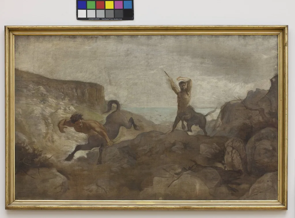 Centaurs Hunting Boars, by Unknown, 1850