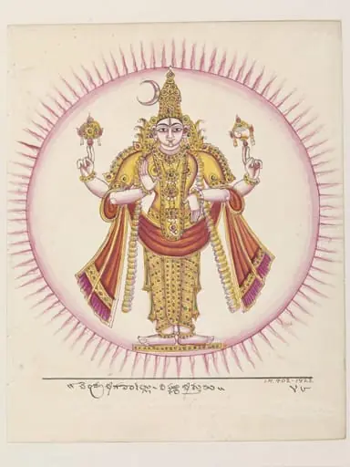 Chandra, the moon, represented as the god Vishnu., by Unknown