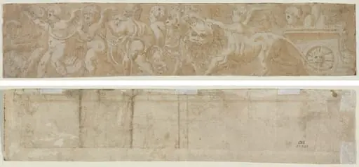 Chariot Drawn by Lions with Amorini (recto) Partial Architectural Study (verso), by Unknown