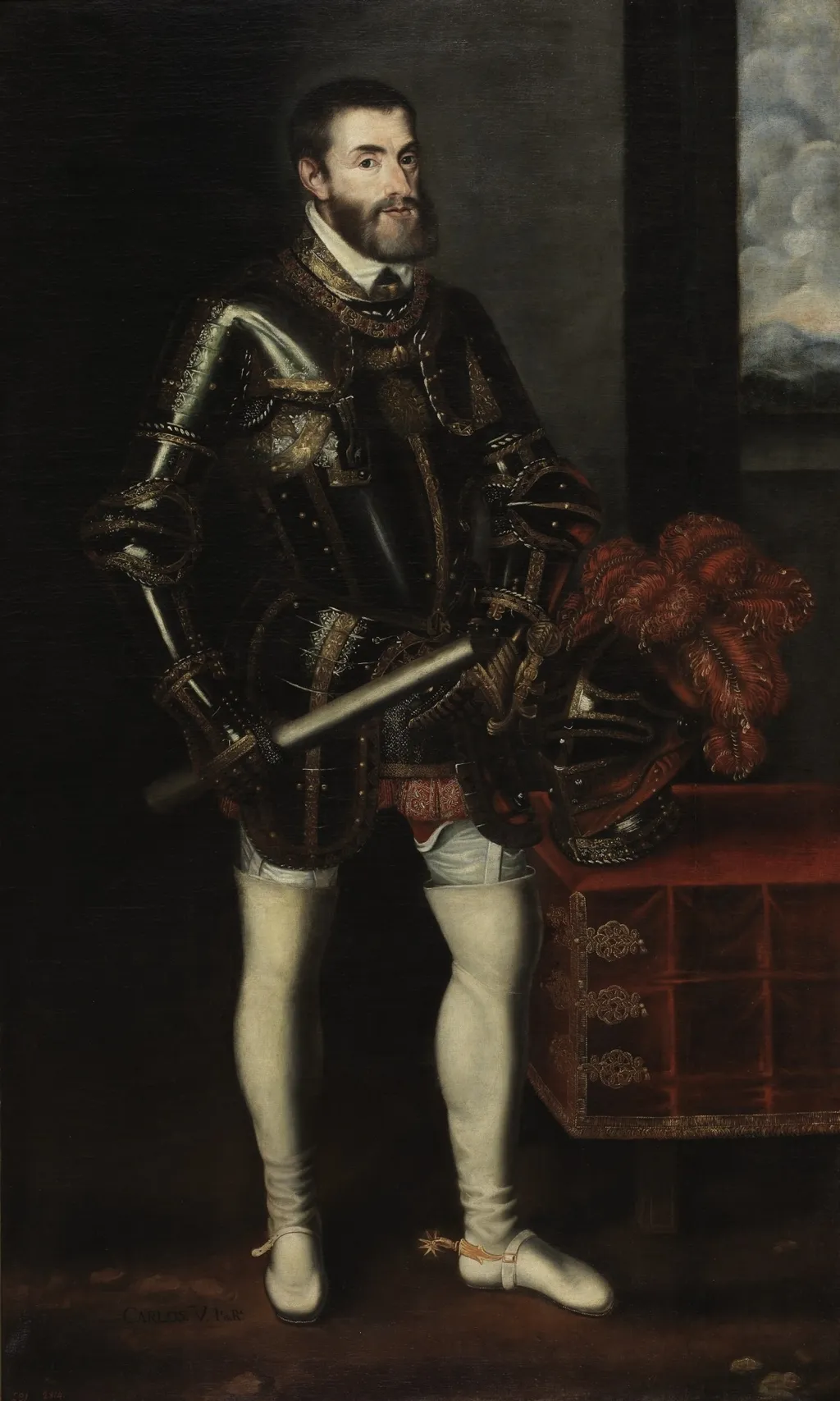 Charles V in Armour, by Unknown, oil, 1700