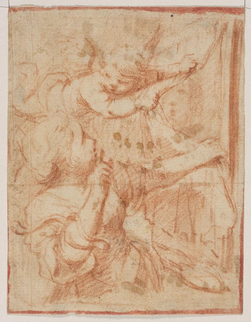 Cherub revealing a portrait to a young woman, by Unknown, 1550