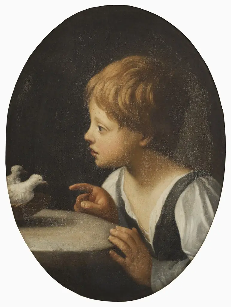 Child with Two Doves. Detail from "The Purification of the Virgin", by Unknown