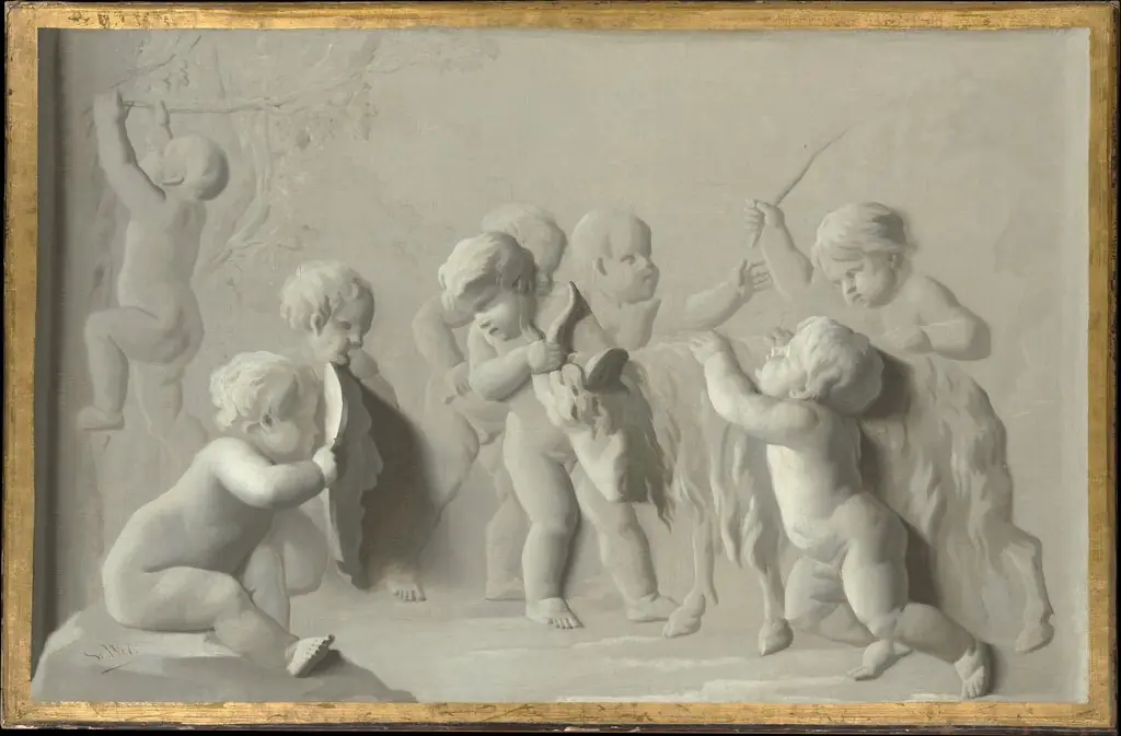 Children Playing with a Goat, by Unknown