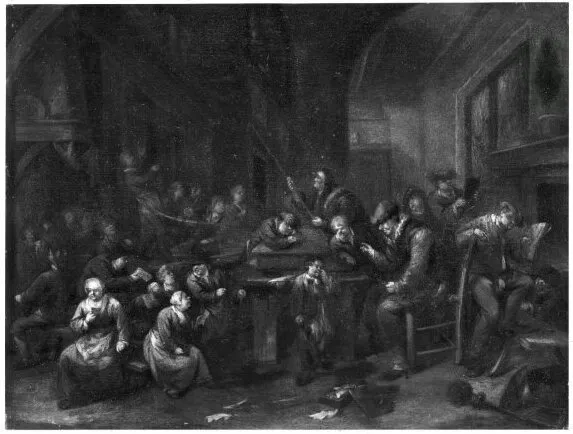 childrens school in a dutch village, by Unknown, oil, 1650