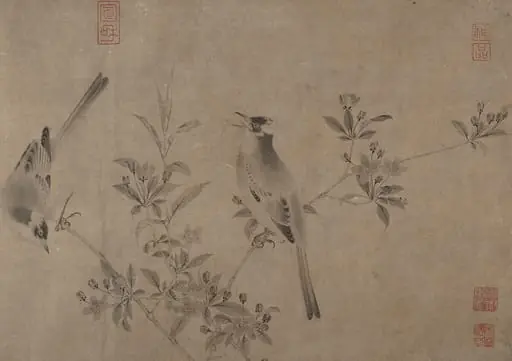 宋? 佚名 傳宋徽宗 白頭海棠圖 卷|Chinese Bulbuls on Flowering Cherry-Apple, by Unknown