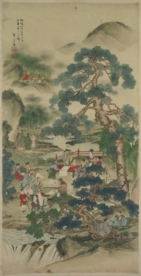Chinese Sages in a Garden, by Unknown, unspecified, 1888
