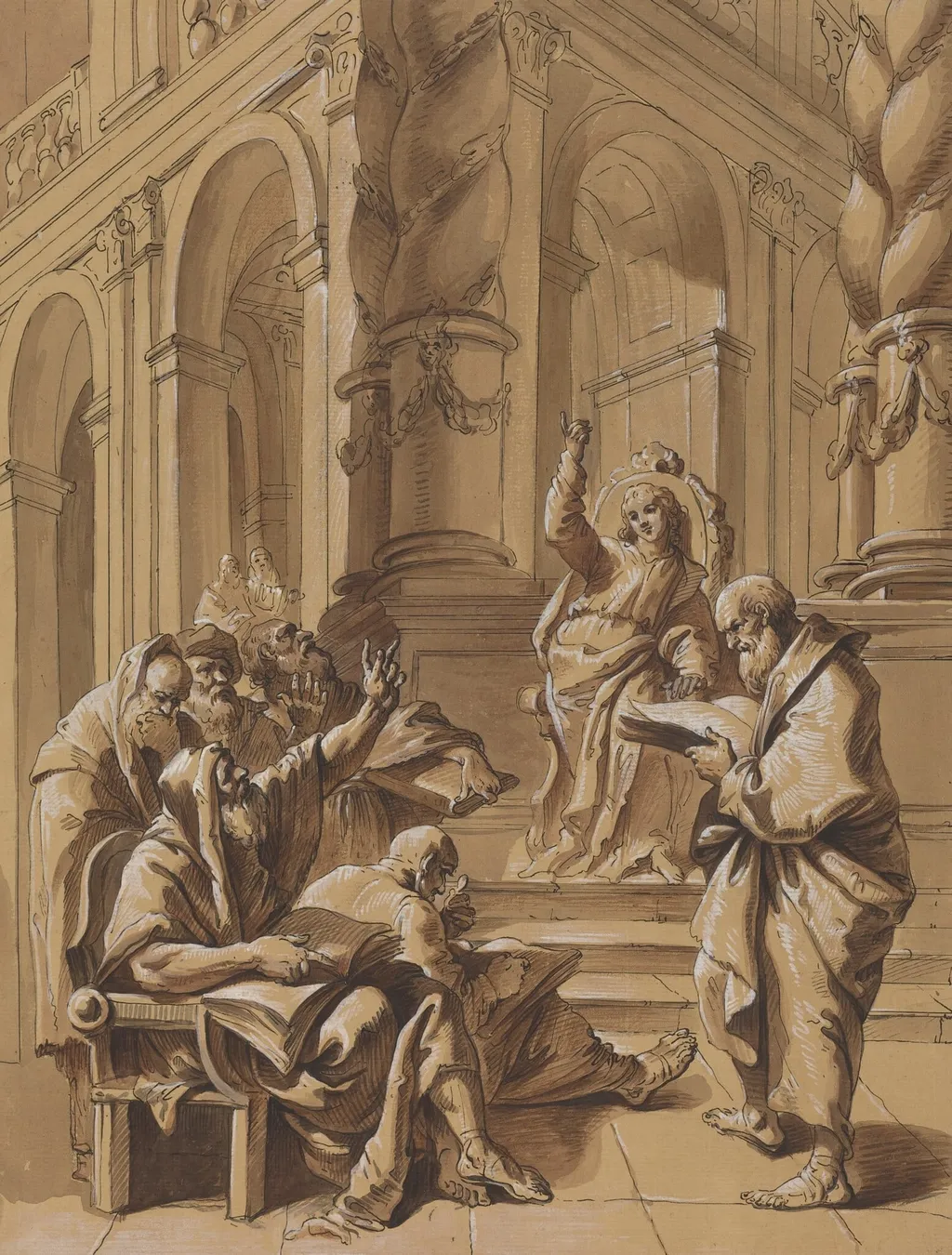 Christ among the Doctors, by Unknown, ink, 1701