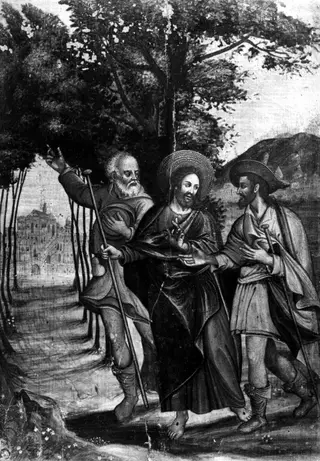 Christ and the disciples walking to Emmaus, by Unknown, 1500