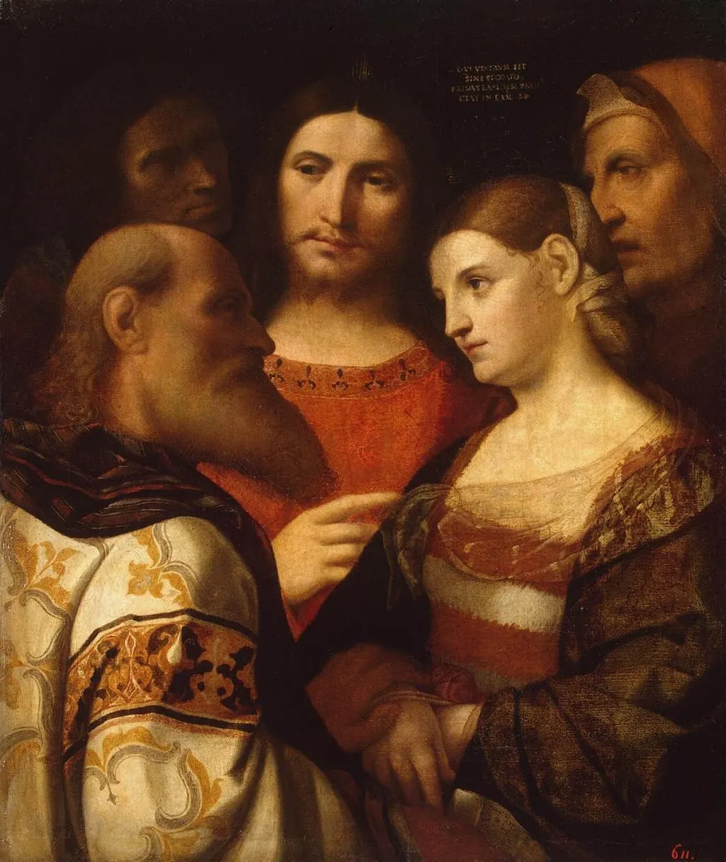 Christ and the Woman Taken in Adultery, by Unknown, oil, 1510