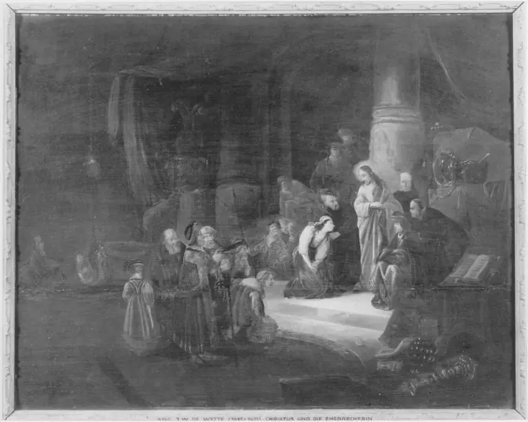 Christ and the woman taken in adultery (John 8:2-11), by Unknown