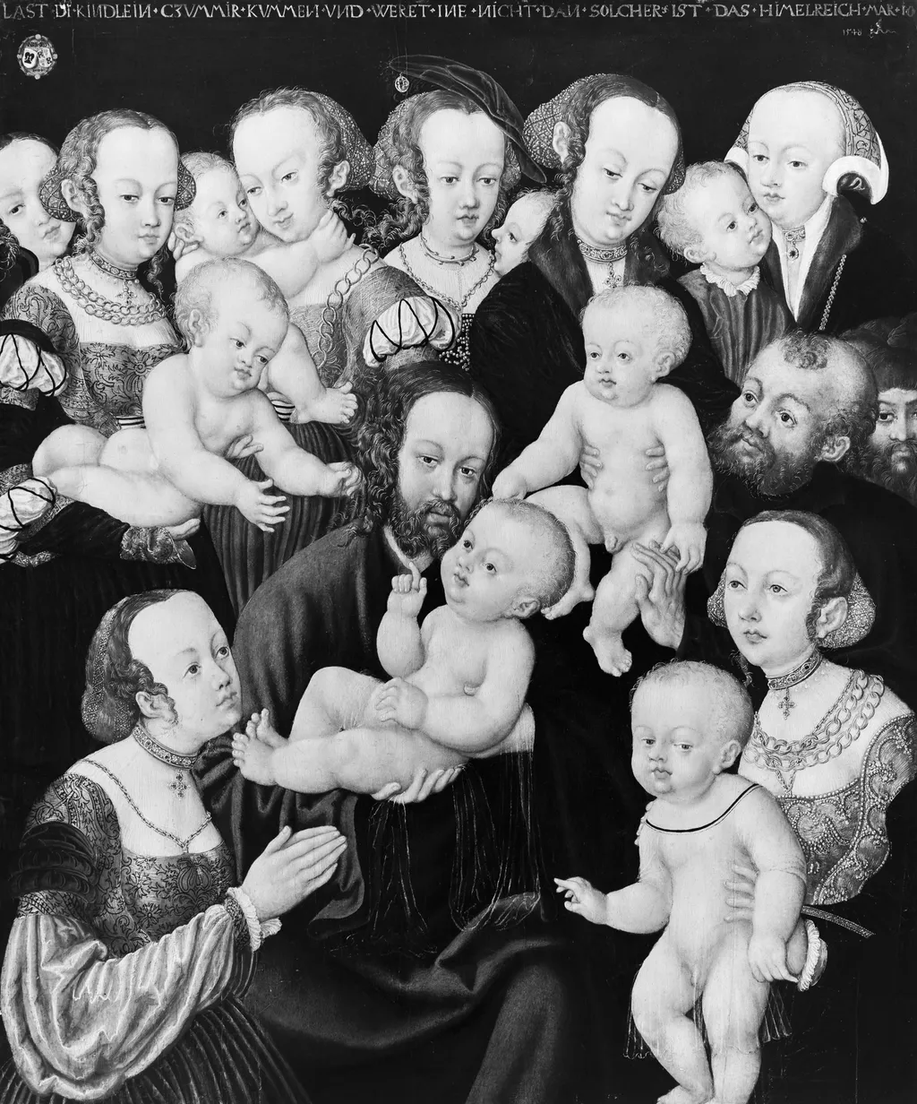 Christ as the friend of children, by Unknown, paint, 1548