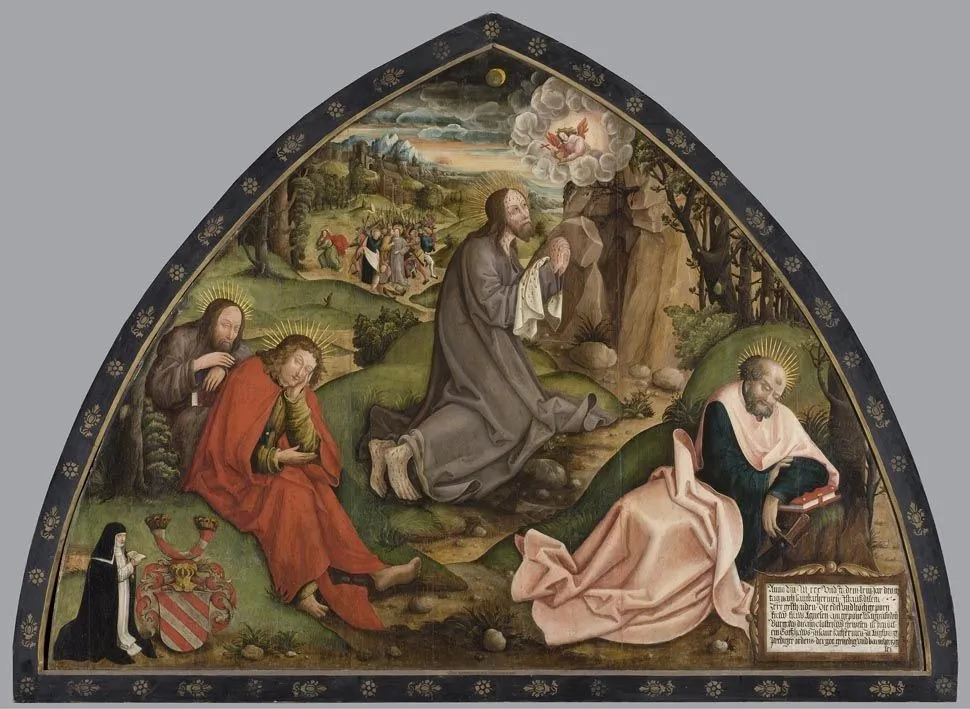 Christ on Mount Olive with donor Agnes von Burgau, by Unknown, oil, 1520