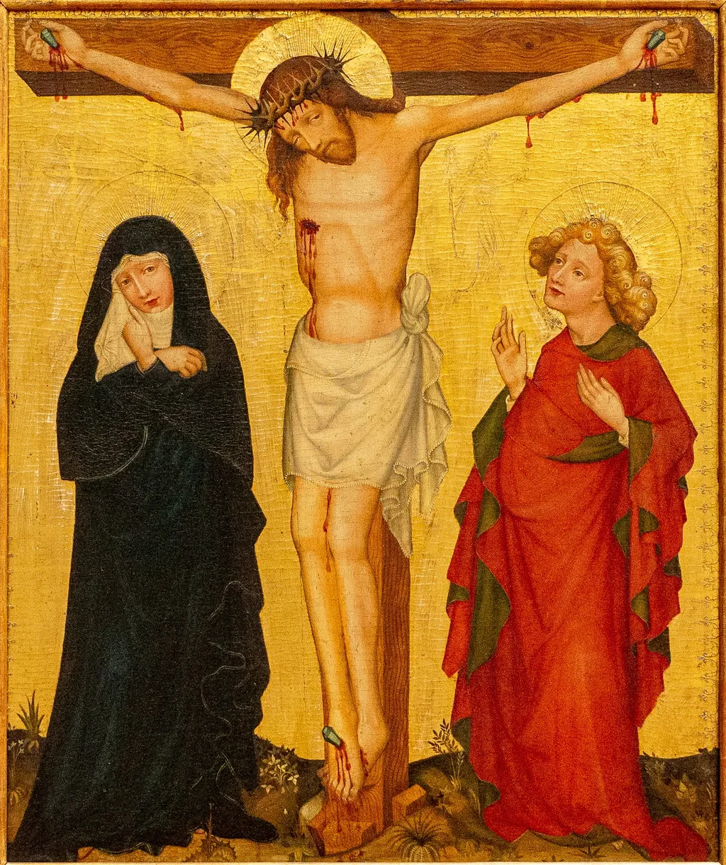 Christ on the Cross, by Unknown, oil, 1400