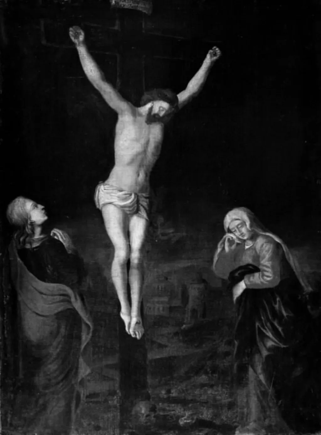 Christ on the Cross between the Virgin Mary and St John, by Unknown, 1800